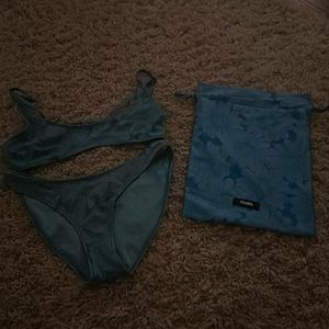 Blue Flower Triangl Bathing Suit